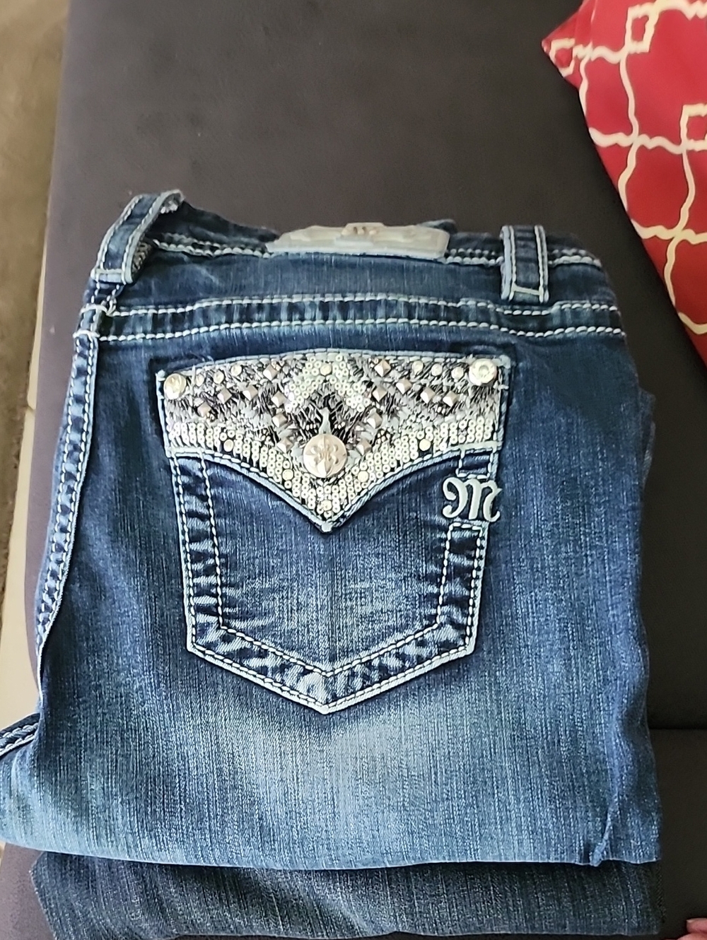 Miss Me Blue Women's Boot Cut Embellished Pocket Jeans